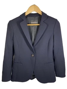 EMPORIO ARMANI Tailored Jacket 9 Wool Navy Plain 0NG3BT 02002 Used - Picture 1 of 5