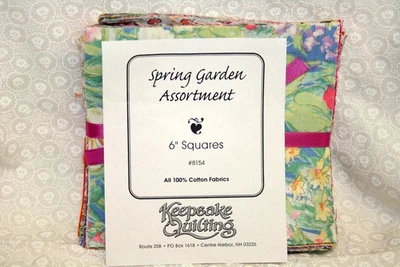 50 SIX INCH SQUARES-SPRING GARDEN FROM KEEPSAKE QUILTING  - 100% COTTON FABRIC - Image 1 of 3