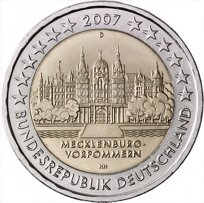 2 Euro Germany 2007 D * Schwerin Castle, Mecklenburg-Vorpommern * Unc - Image 1 of 2