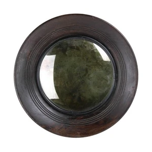 Petite Dark Brown Wooden Convex Mirror - Picture 1 of 5