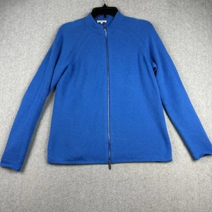 Cárdigan Lafayette 148 para mujer S azul cremallera completa 100 % cachemir suéter cuello hoja - Imagen 1 de 9