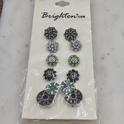Juego de 6 pares de pendientes Brighton para mujer con diamantes de imitación en tono plateado Foto 1 de 4