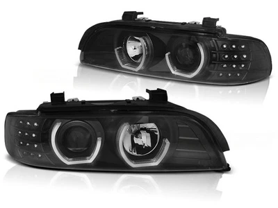 LED 3D Angel Eyes Scheinwerfer für BMW 5er E39 95-03 schwarz - Bild 1 von 4