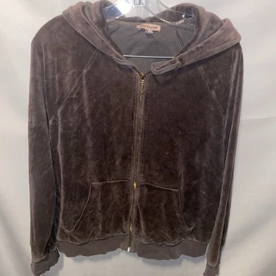 Velour Juicy Couture zip up hoodie Women’s Brown XL - Image 1 of 4