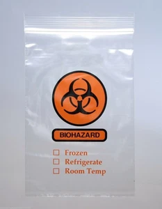 Bio Hazard Specimen Transfer Clear Bag 12" x 12" 2 Mil 3 Wall 1000 Pieces - Picture 1 of 1