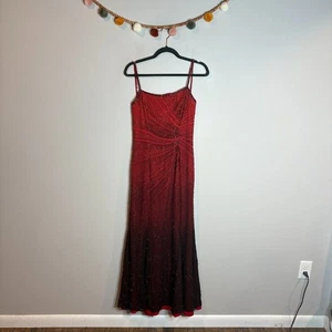 Vestido formal vintage Y2K seda cuentas ombre - Imagen 1 de 9