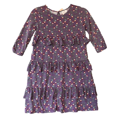 Vestido Hanna Andersson 150 cm 12 EE. UU. Niveles Volantes Cintura Caída Floral Giro Algodón Foto 1 de 4