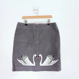 Falda Boden Swan Bordada Talla 10 Gris Línea A Forrada Hasta la Rodilla - Imagen 1 de 9