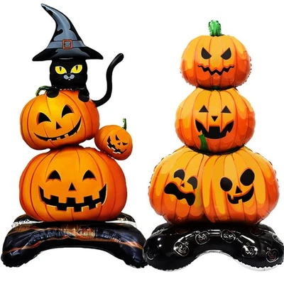 Globos grandes de aluminio de calabaza de Halloween de 2 piezas, 43 pulgadas de pie apilados Pu... Foto 1 de 4