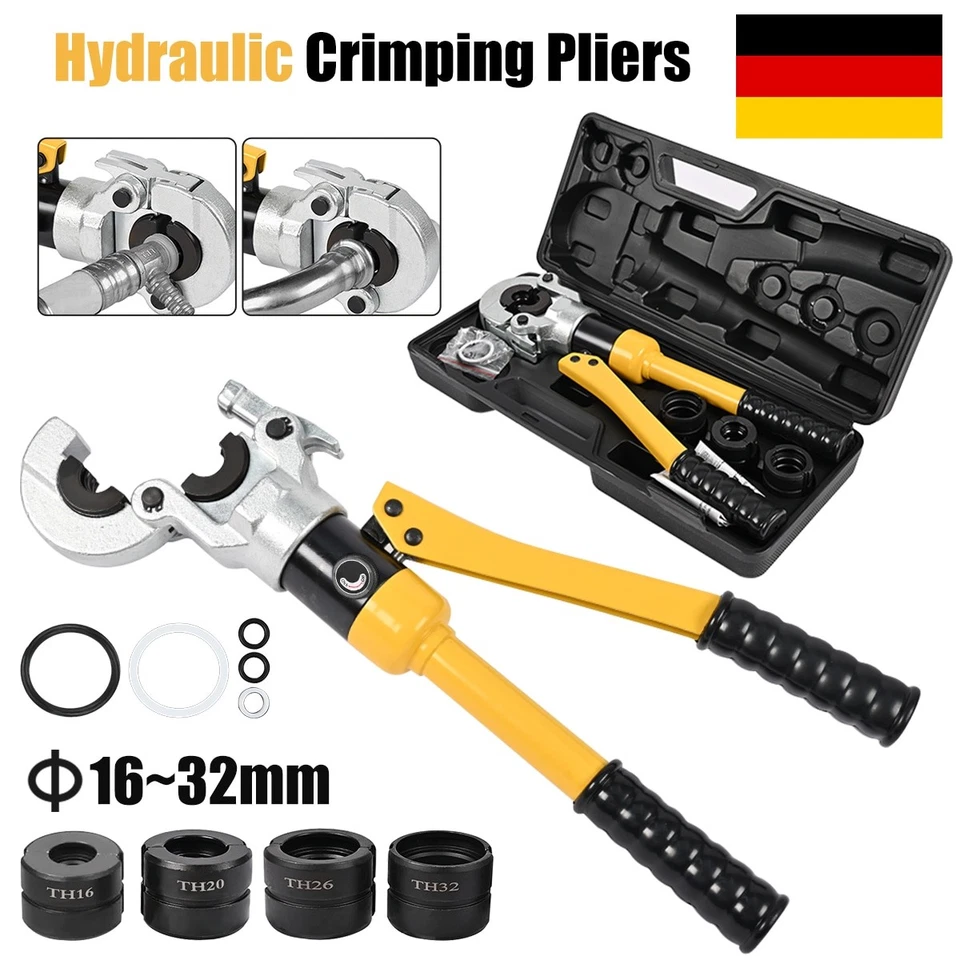 MARKENLOS Hydraulische Presszange TH Ø 16-32mm Verbundrohr Rohr Kontur Rohrpresszange Satz