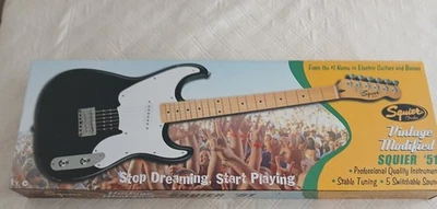 New, Never Opened Box Vintage Modified Squier 51 Electric Guitar Black.. - Image 1 of 4