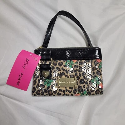 CARTERA/MUÑEQUERA BETSEY JOHNSON ~LEJARDIN GUEPARDO NEÓN MULTICOLOR CREMALLERA ALREDEDOR NUEVA CON ETIQUETAS Foto 1 de 4