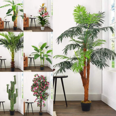 Artificial Palm Tree Potted Realistic Fake Tropical Plant Home Indoor Outdoor - Image 1 of 4