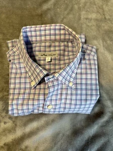 PETER MILLAR Shirt Men's Large Plaid Button Up Long Sleeve - Picture 1 of 10