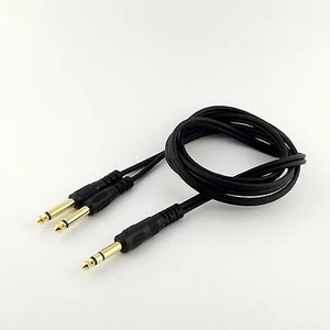 1x 6.35mm Stereo Male to Dual 6.35mm 1/4" Mono Male Plug Cable Gold Plated 1.5m - Picture 1 of 5