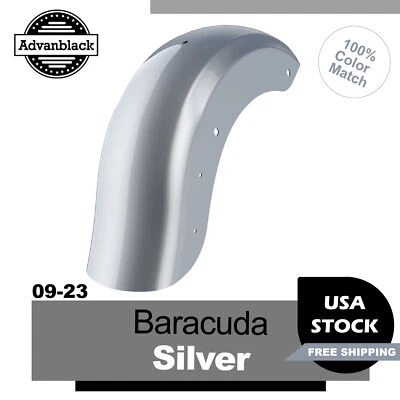 Barracuda Silver Holeshot Chopped Rear Fender Fits 2009-2023 Harley Davidson - Image 1 of 4