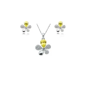 Conjunto de aretes de hoja de pétalo de flor amarilla para damas niñas regalo vendedor del Reino Unido - Imagen 1 de 2