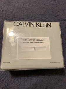 Calvin Klein Miranda Dove Queen Duvet Cover & 2Standard Shams Gray. Brand New! - Picture 1 of 9