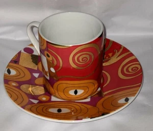 Gustav Klimt Miniatur Teetasse & Untertasse Set Kunst Katze Geometrisches Muster Espresso - Bild 1 von 11