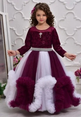 Girls Puffy Tulle Cherry Crush Red Party Birthday Kids Fairy Princess Prom Gown - Image 1 of 4