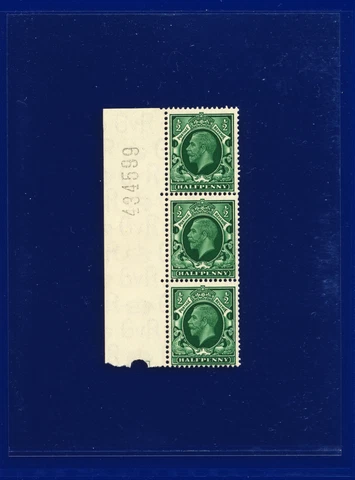 1934 SG439 ½d Green N47(1) Strip(3) Mounted Mint Hinged pdjr Cover