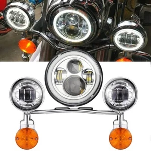 7" LED Headlight & 4.5" Passing Lights Bar For Suzuki Boulevard C109R C50 C90 - Picture 1 of 9