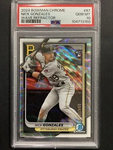 Nick Gonzales 2024 Bowman cromo 87 refractor de onda RC 004/100 PSA 10 - Imagen 1 de 3