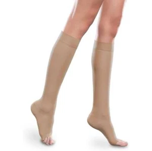 Ease Sheer Knee High, Open Toe, Short, (Size: M) 20-30mmHg Sand by Therafirm - Picture 1 of 2