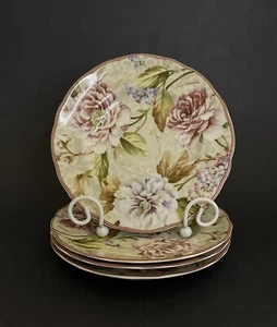 222 Fifth Jennifer Floral 6.5" Dessert Appetizer Plates ~ 4 EUC - Picture 1 of 4