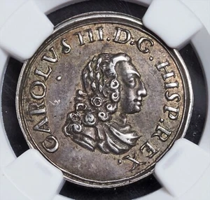 1759, Spain, Charles III. Silver 1 Real "Valencia Proclamation" Coin. NGC AU-58! - Picture 1 of 3