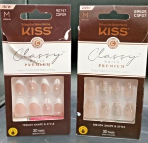 (2 Pack) KISS Classy Nails Premium #89505 CSP07 & #90747 CSP09 - 30 Nails Ea. Pk - Picture 1 of 6