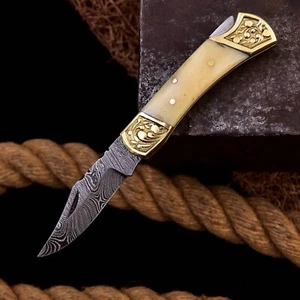 Tactical Folding Knife DAMASCUS Blade Pocket Hunting Survival Outdoor Knives - Picture 1 of 5