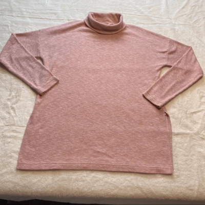 J Crew Vintage Vellón Jaspeado Rosa Cuello Alto Manga Larga Talla Grande Foto 1 de 4
