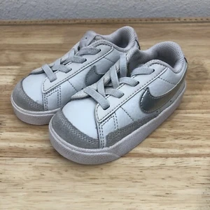Nike Blazer Shoes Toddler Size 6C Kids White Silver Low 77 Lace Up DA4076 003 - Picture 1 of 12