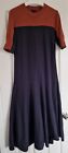 Cos marineblau/braunes Kleid groß - ABER nur 20" Acr. Brustumfang, 50" lang. Trikot aus reiner Baumwolle