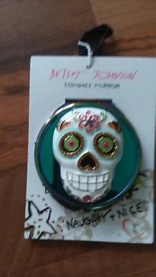 Betsey Johnson Multi-Stone Sugar Skull Compact Mirror TEAL  - Image 1 of 3