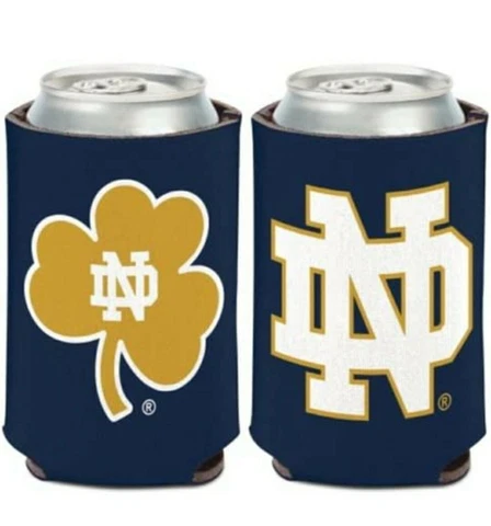 Notre Dame Fighting Irish Logo Can Cooler 12oz Collapsible Koozie - Two Sided Cover