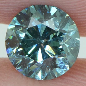 Round Shape Diamond Fancy Green Color Loose VS2 Enhanced Polished 0.90 Carat - Picture 1 of 8