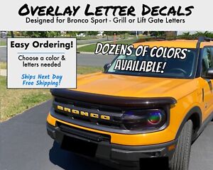 Vinyl Letters Overlay Decal for 2021+ Ford Bronco Sport FULL SET!  Front & Back!