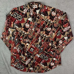 Camisa De Colección JT Beckett Multicolor Geométrica Azteca Manga Corta Abotonada Roja Talla L - Imagen 1 de 7