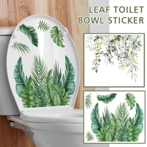 Plant Leaves Toilet Seat Lid Stickers Self-Adhesive Bathroom Wall Sticker ❁UK - Picture 1 of 20