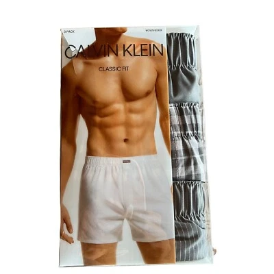 Calvin Klein Mens XXL 3 Pack Cotton Blend Woven Boxers Classic Fit Underwear NWT - Image 1 of 4