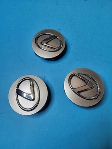 1998 -2005 LEXUS GS300 GS430 CHROME CENTER LOGO  SET OF 3 CENTER CAPS  LEXUS OEM - Picture 1 of 2