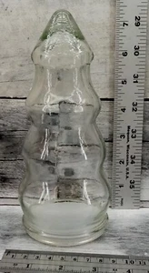 Glass Christmas Tree Shaped Jar Container Canister 7” Plastic Bottom Vtg 1227 - Picture 1 of 6