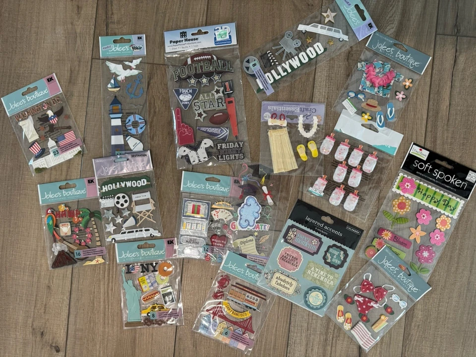Scrapbook Set Lot - Stickers - Last Lot Mixed Themes 3D Dimensional Destination - Image 1 of 3