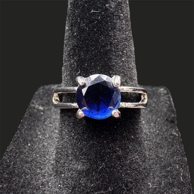 Anillo Piedra Azul Tonificado Plata Inspirado De Colección - Talla 6 1/2 Foto 1 de 4