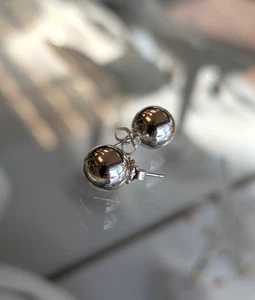 Tiffany & Co. - Sterling Silver 10mm HardWear Bead Ball Stud Earrings - Picture 1 of 11
