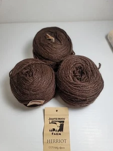 3 Skeins Juniper Moon Farm Wool 100% Baby Alpaca 218 Yds Ea. - Picture 1 of 3