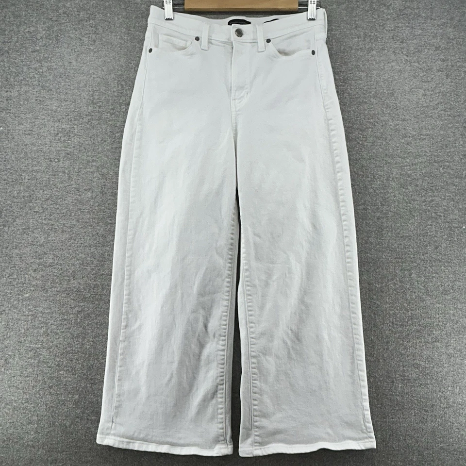 Pantalones de mezclilla cortos de pierna ancha de tiro alto Banana Republic para mujer talla 27 blancos informales Foto 1 de 4