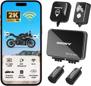 Cámara de tablero de motocicleta K7, cámara delantera y trasera 2K - estabilización EIS, ahorro automático de emergencia - Imagen 1 de 9